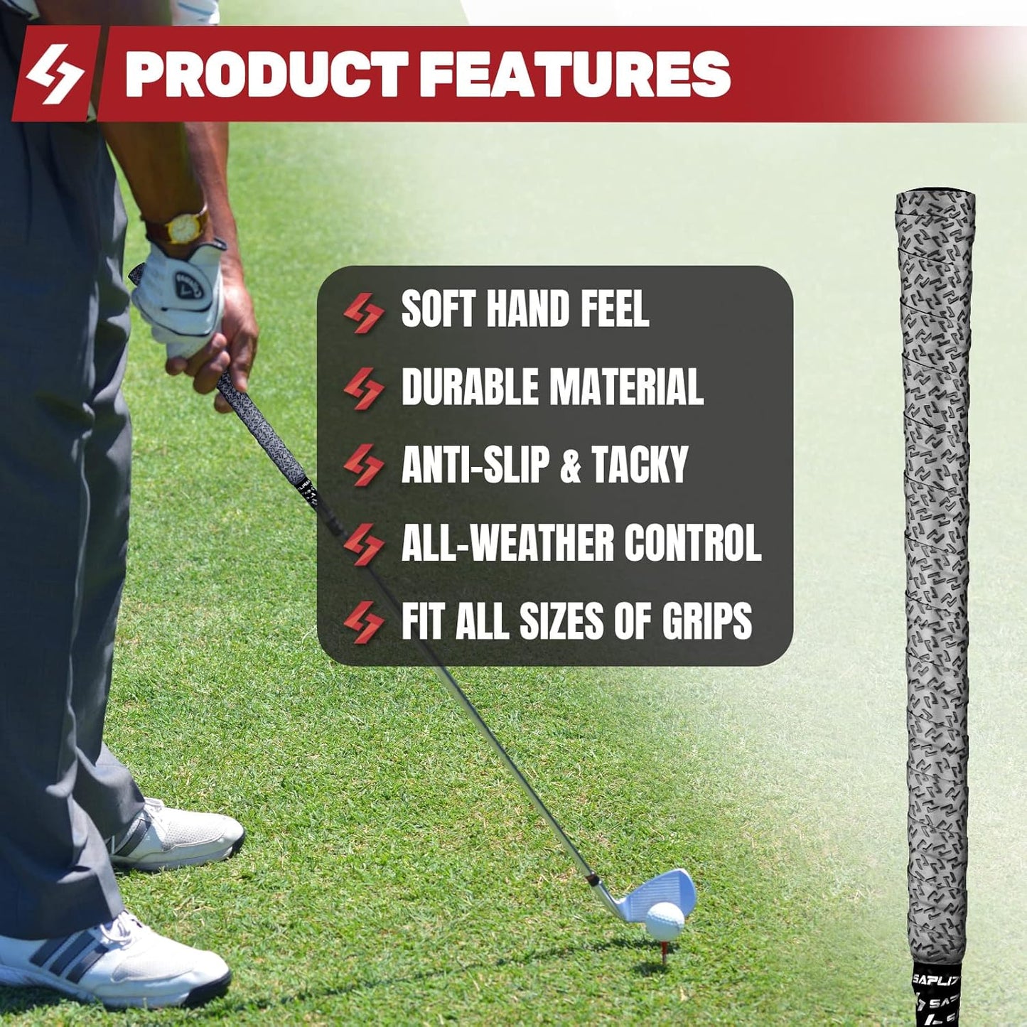 SAPLIZE Golf Grip Wrapping Tapes, 3 Or 15 Pack Tacky PU Overgrip Tapes, New Regripping Solution for Golf Club Grips