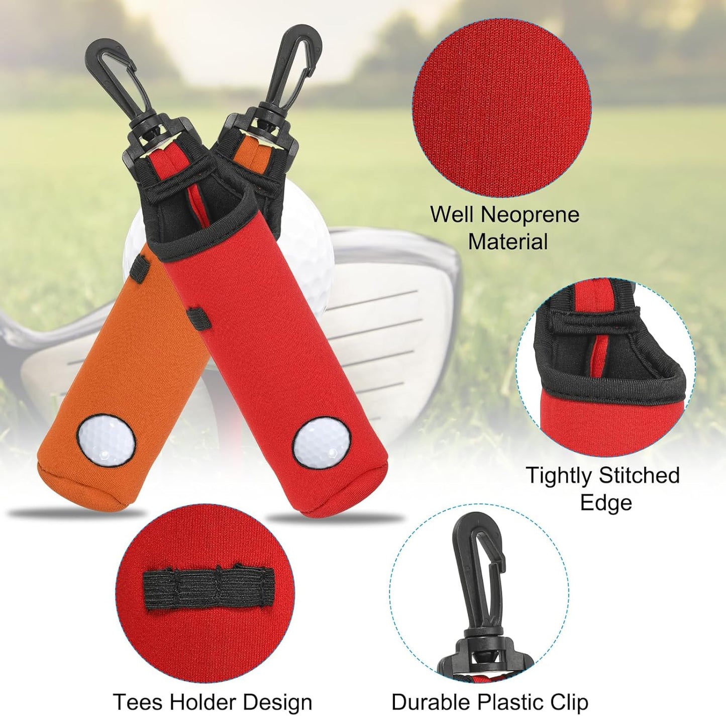 PATIKIL Golf Ball Carry Bag Golf Tee Holder Pouch Portable Neoprene Golf Ball Holder with Clip for Men and Women