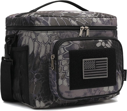 FlowFly Lunch Bag, Insulated Cooler, Thermal Lunch Box Tote with MOLLE/PALS Webbing, Adjustable Padded Shoulder Strap, for Tactical Men Women Adults and Boys Girls Kids (Typhon, Large)