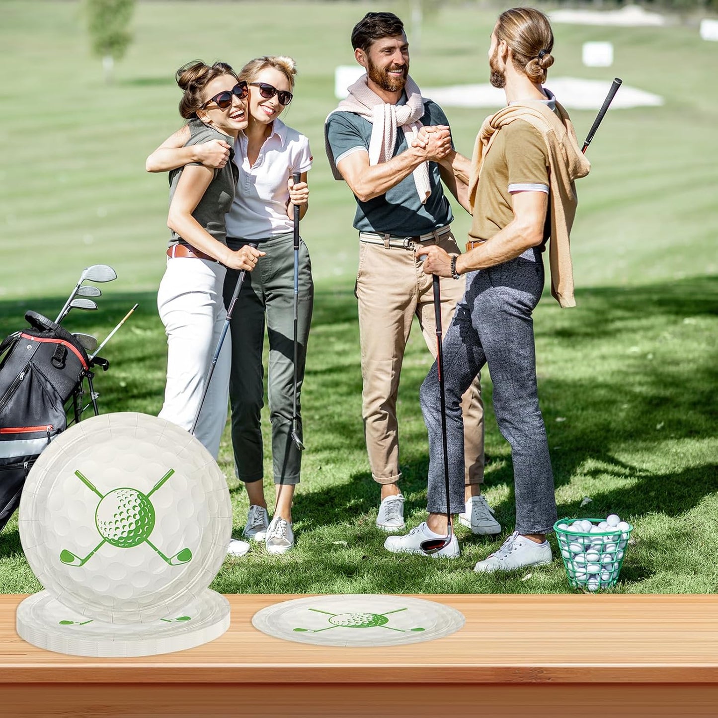75PCS Golf Party Paper Plates and Napkins - Golf Themed Tableware Set Include 7inch Paper Plates Napkins Forks Disposable Decoration Supplies for Sport Birthday Game Day Party, Serve 25