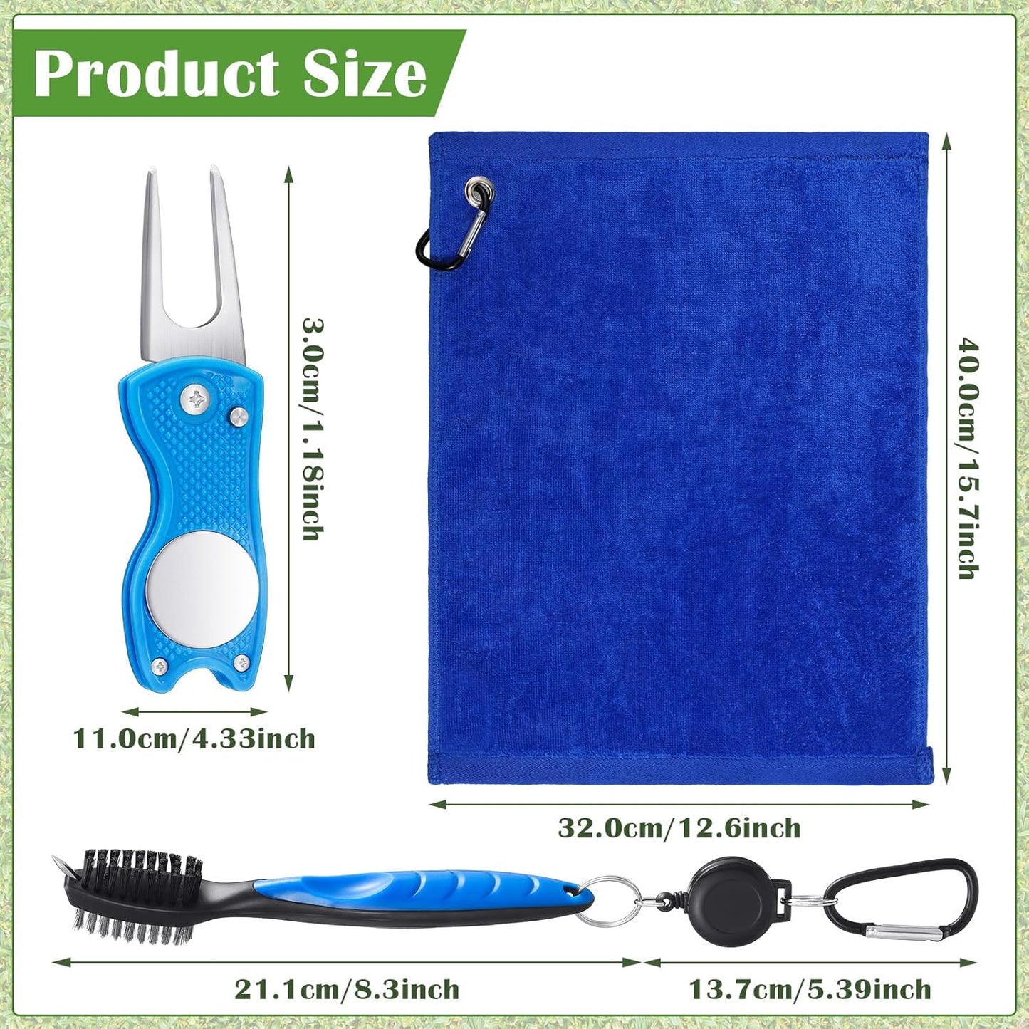Sumind 22 Pcs Golf Accessories Kit Golf Essentials Club Cleaning Kit for Men Include Cleaning Brush Towel Marking Pen Line Marker Tee Holder with Tee Repair Divot Tool for Christmas Ideal Gift(Blue)