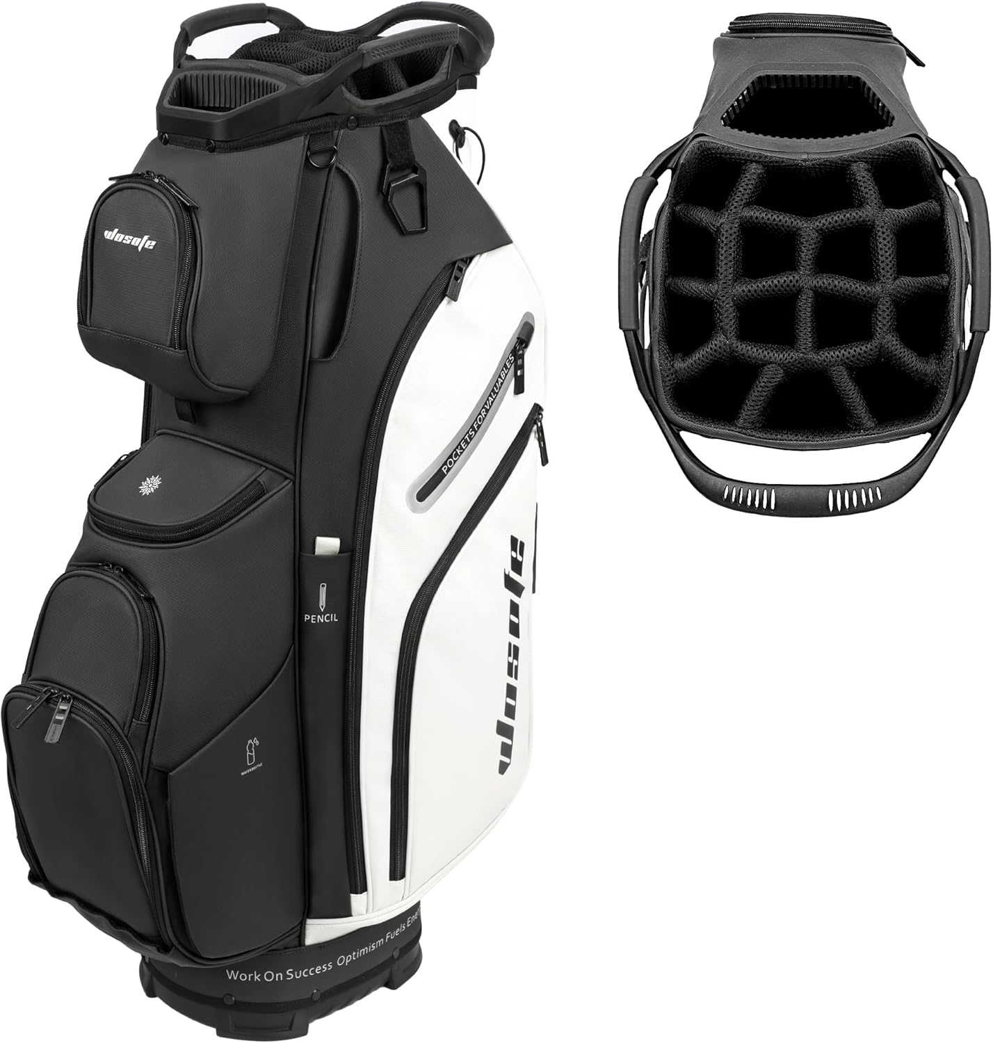 PU Leather Lightweight Men Women Blue White Black Green Golf Bag,Multiple 10 Pockets 14-Way Dividers Cooler Pouch Golf Cart Bag