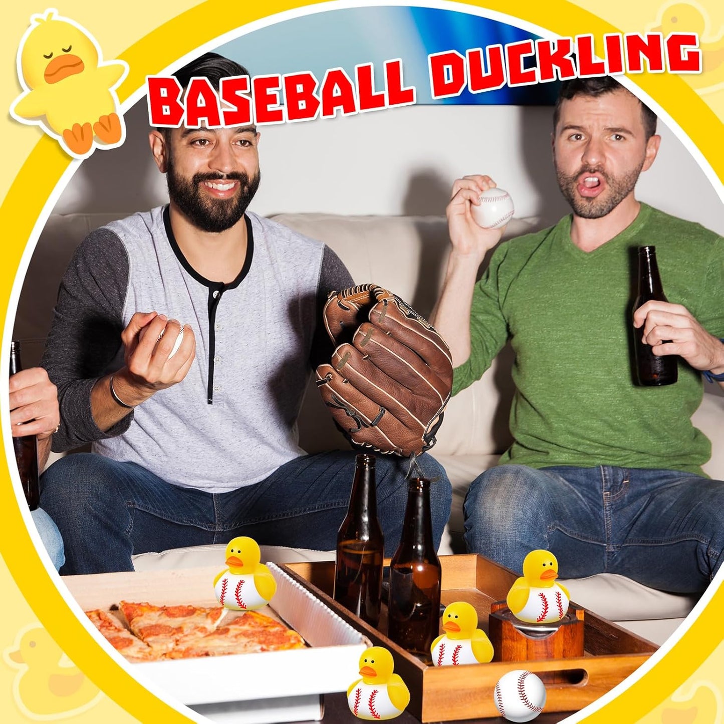Deekin Rubber Duck 2 Inch Bulk Sport Party Favors for Team Events Game Day Decorations Birthday Party Decorations Club Player Gift(24 Pcs,Baseball White)