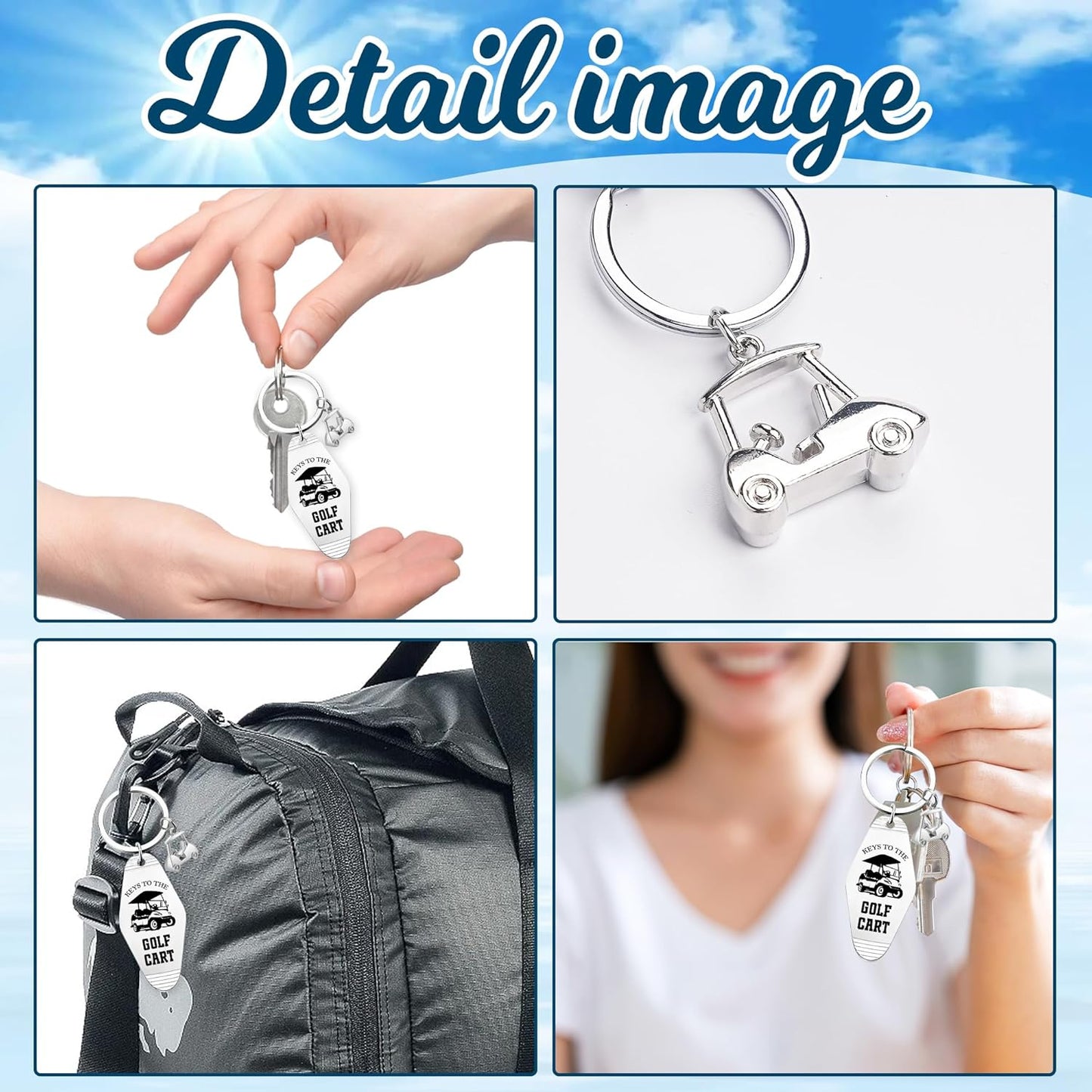 Golf Cart Keychain for Women Men - Keys To The Golf Cart Accessories Retro Metal Keychains for Golf Lovers Players