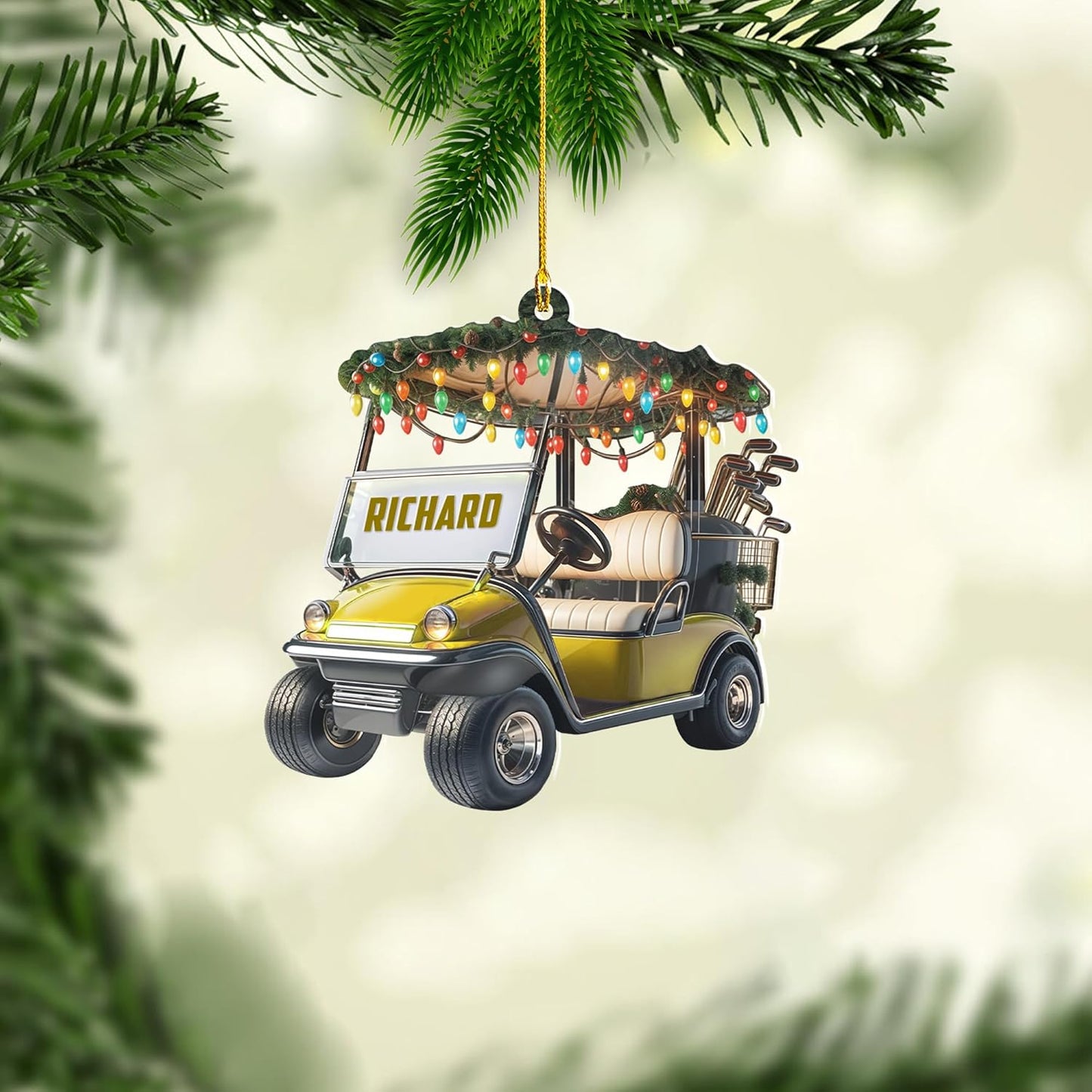 Personalized Golf Ornaments for Christmas Tree 2025 Custom Golf Christmas Ornament Golfing Bag Ornament Sports Golf Cart Ornaments Gift for Golfer Bag Golfing Lovers Hanging Decoration (G15)