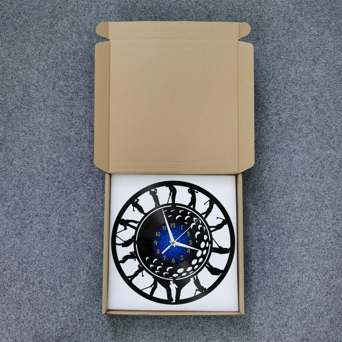 Generic Golf 2 Decoration Vinyl Wall Clock, Vinyl Record Clock Wall Art Silent & Non-Ticking(12 inchs B-LED), Blue