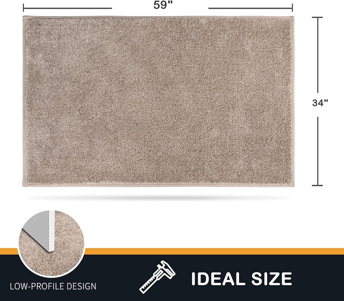 PURRUGS Dirt Trapping Door Mat 34" x 59", Non-Slip Machine Washable Entry Rug, Shoe Scraper, Dog Doormat, Super Absorbent Welcome Mat for Front & Back Door, Muddy Shoes & Paws, Taupe