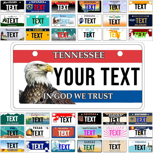 Custom Mini License Plate,Personalized Tennessee Bike License Plate - Select from All 50 States,3 Sizes - Customized Customizable State Car Tag Plates for Kids Bike, Bicycle,Toy Car,4x2 Inch