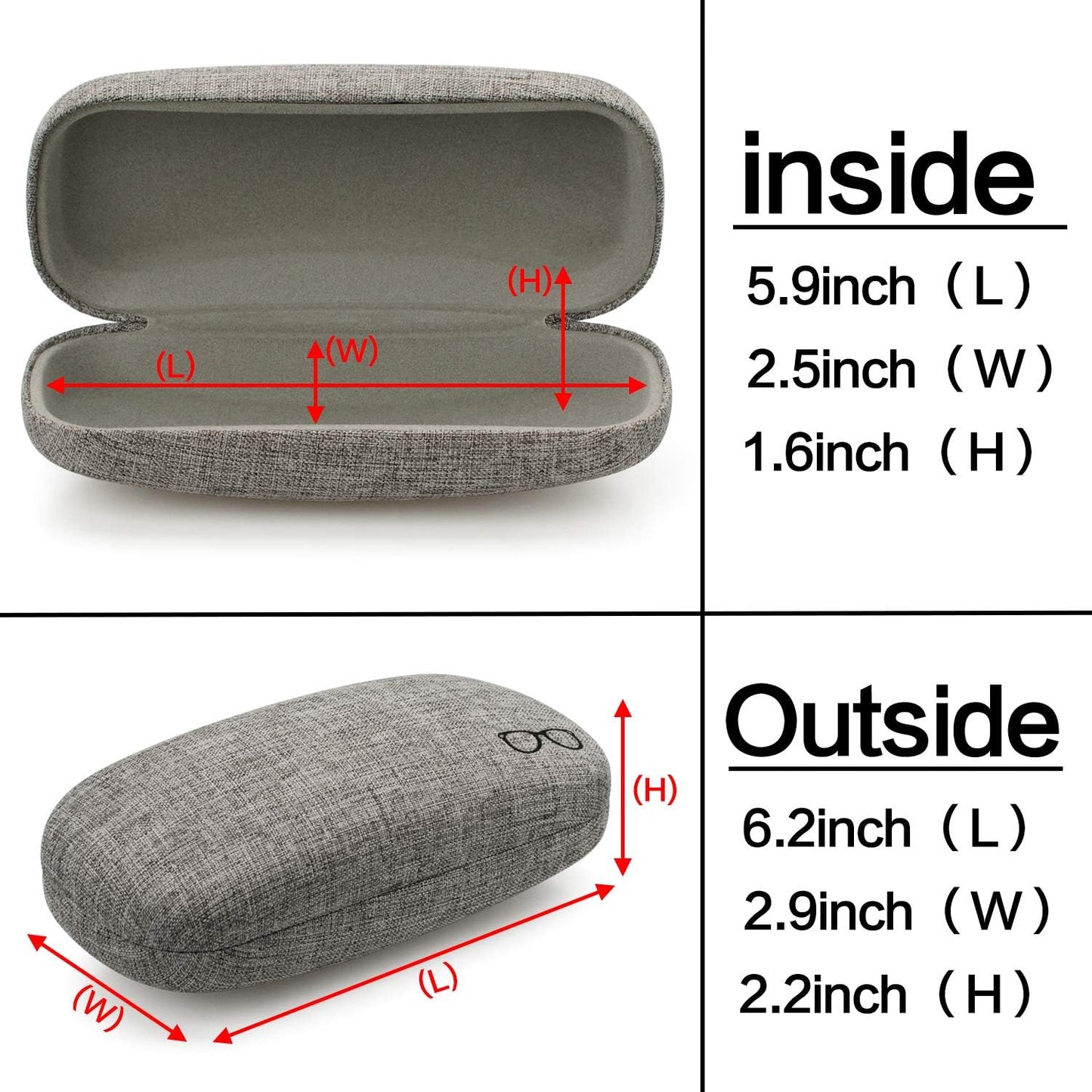 Vemiss Hard Shell Eyeglasses Cases, Linen Fabrics Protector Sunglasses Case, Large Glasses Case