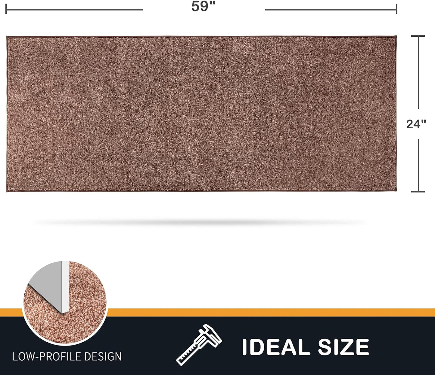 PURRUGS Dirt Trapping Door Mat 24" x 59", Non-Slip Machine Washable Entry Rug, Shoe Scraper, Dog Doormat, Super Absorbent Welcome Mat for Front & Back Door, Muddy Shoes & Paws, Brown-Light Cream