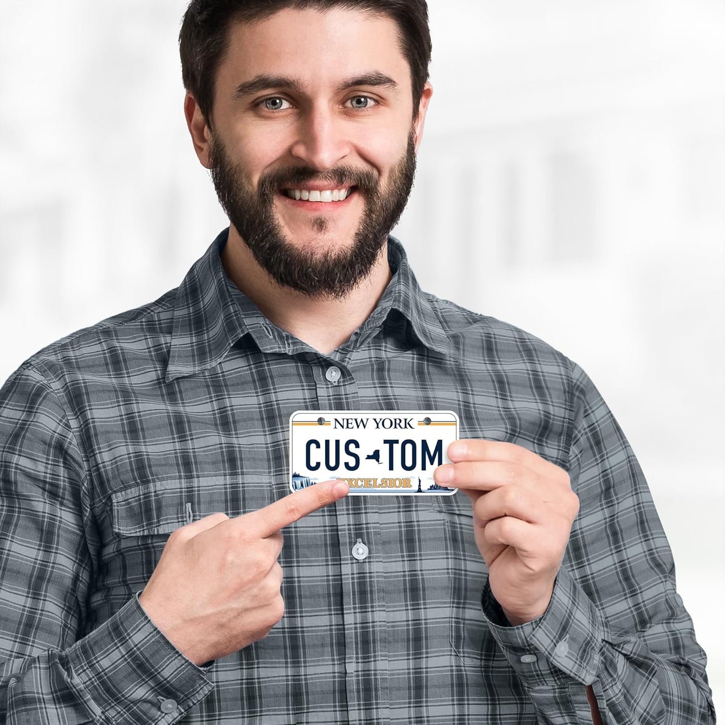 Mini License Plates, Personalized License Plates, Custom for Car, Bikes, ATV, Kids Car, Golf Cart, Jeep, 2x4 Inch, Rust-Free Fade Resistant Aluminum, USA Made by My Sign Center (New York - Excelsior)