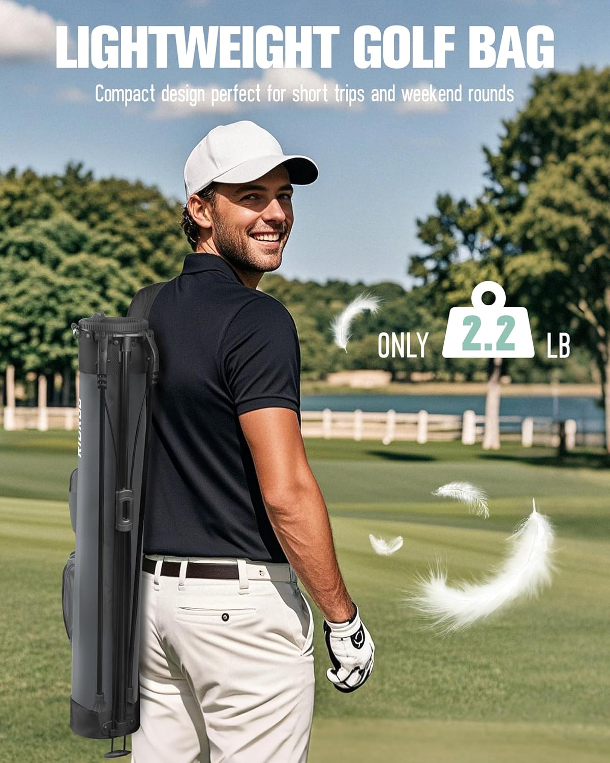 Golf Stand Bag, Lightweight Par 3 Golf Bag Holds Up to 7 Clubs with Two Way Dividers Cooler Pocket Shoulder Strap and Multiple Storage Pockets for Men and Women