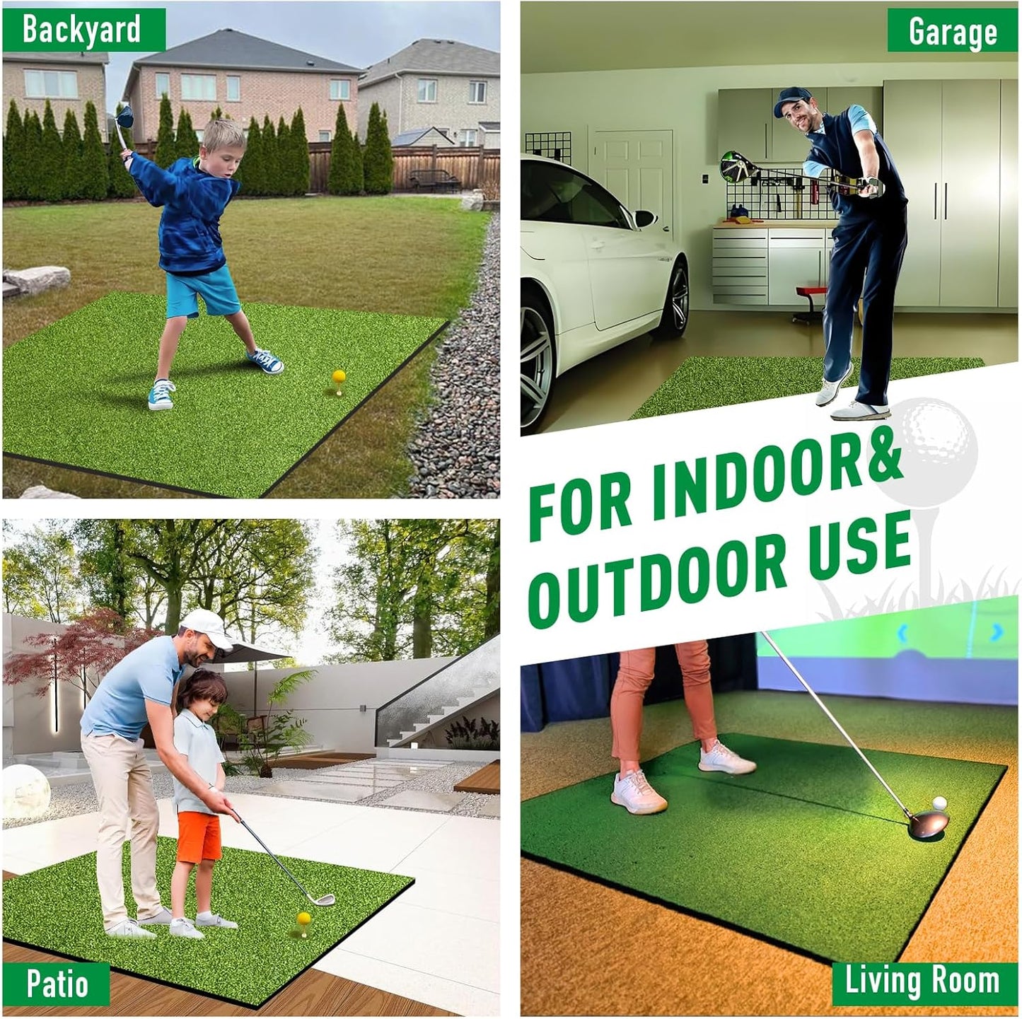 Golf Mat, 31MM 5x4ft Dense Elite Golf Hitting Mats Practice with 9 Balls, 9 Tees, PE Grass Heavy Duty Artificial Hitting Training Matt for Backyard Driving Chipping Indoor Outdoor Simulators