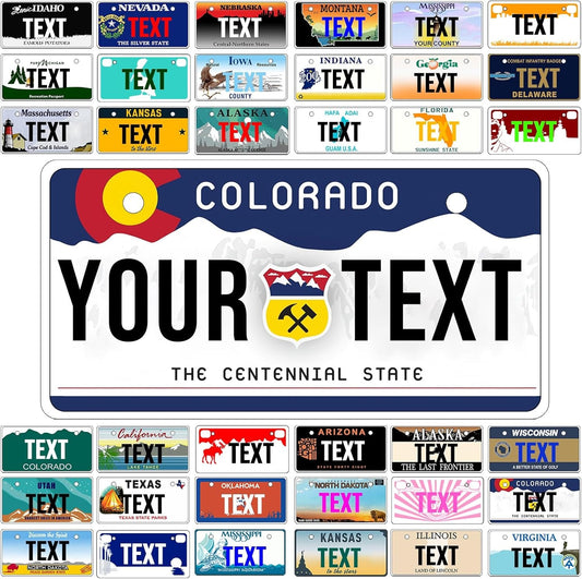 Custom Mini License Plate,Personalized Colorado Bike License Plate - Select from All 50 States,3 Sizes - Customized Customizable State Car Tag Plates for Kids Bike, Bicycle,Toy Car,4x2 Inch