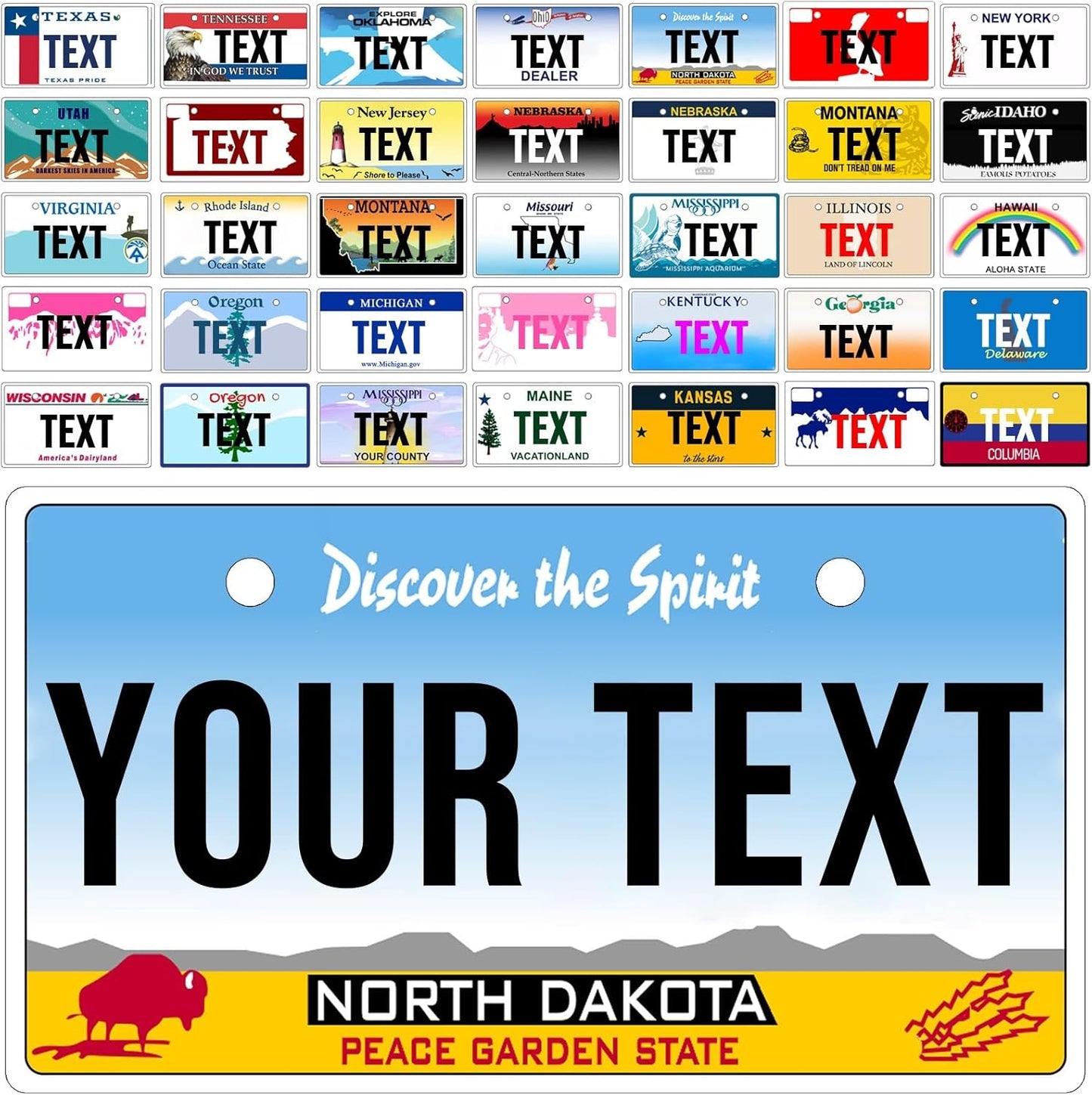 Custom State License Plates 50 States,Personalized North Carolina Motorcycle License Plate - 3 Sizes - Customized Customizable State Car Tag Plate for Motorcycle,Golf Cart,7x4 Inch