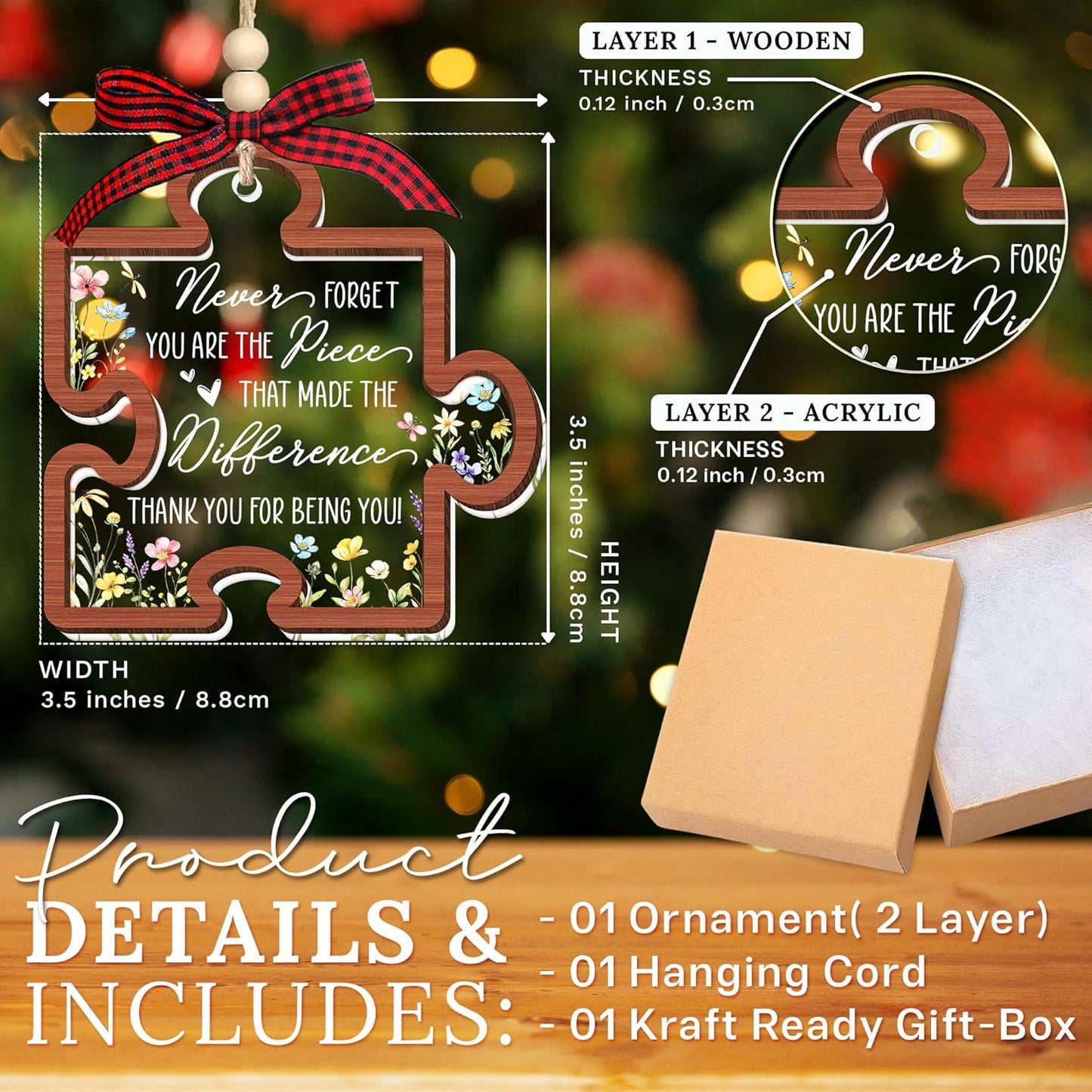 HEXMOZ Christmas Ornaments 2025 - Puzzle Piece Christmas Appreciation Gifts for Coworkers