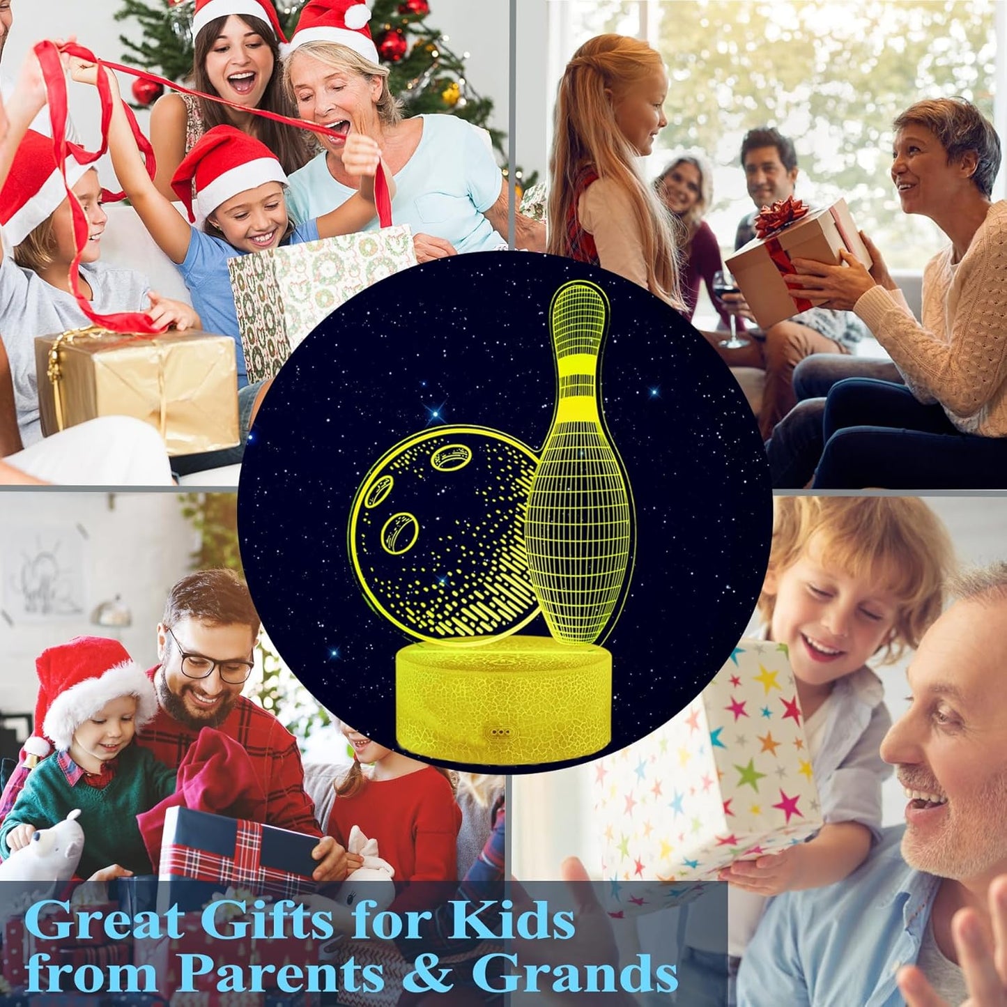 Bowling Night Light, Bowling Gifts 3D Illusion Lamp with 16 Colors Changing, Timer, 4 Flash Modes and Dimmable, Kids Boys Girls Room Decoration, Holiday Xmas Gifts