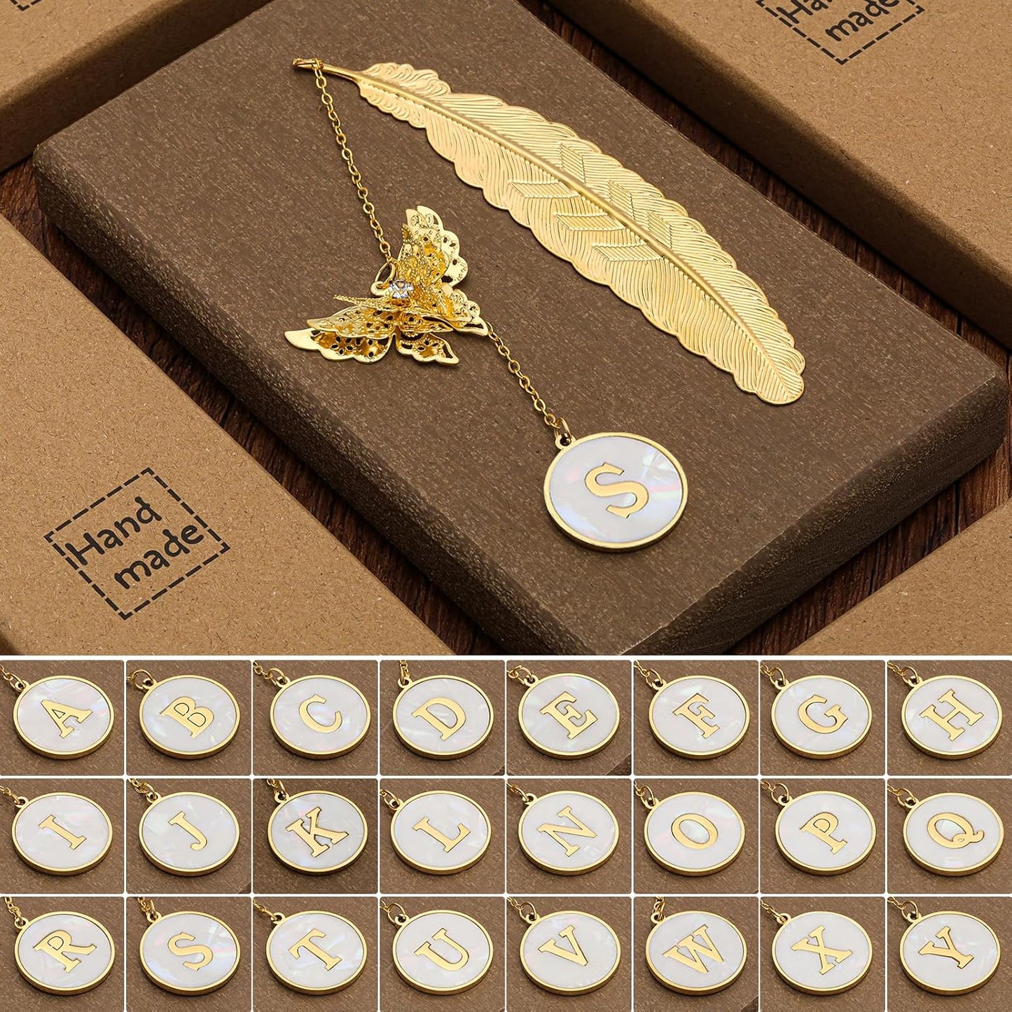 Personalized Initial Metal Butterfly Feather Bookmark for Women Girls Readers Book Lover Birthday Gifts for Women Her Teacher Girlfriend Wife Mom Sister Friend Daughter(S)