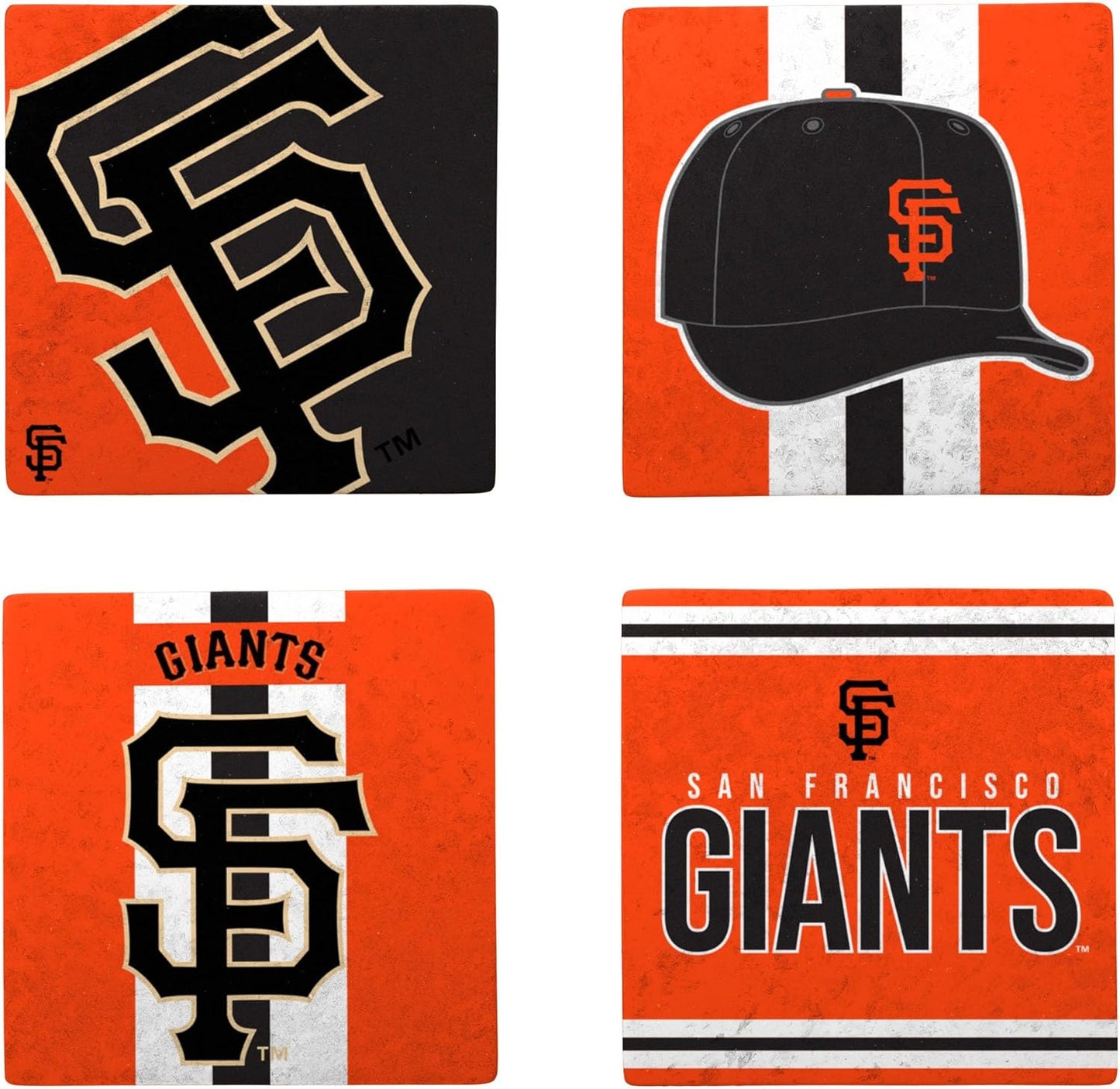 FOCO MLB Official 4-Pack Beverage Drink Ceramic Stone Coaster Set (San Francisco Giants)