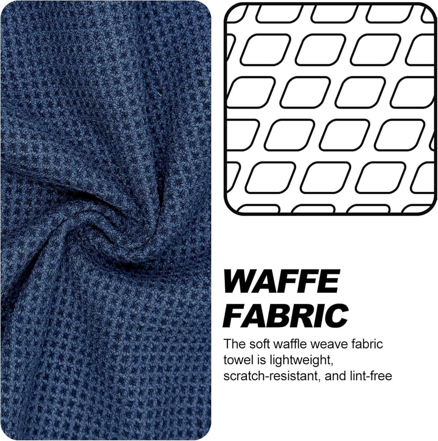 Small Magnetic Golf Towel with Clip, Microfiber Waffle Design - Industrial Strength Magnet for Glof Balls, Golf Bags, Carts Clubs - Navy Blue