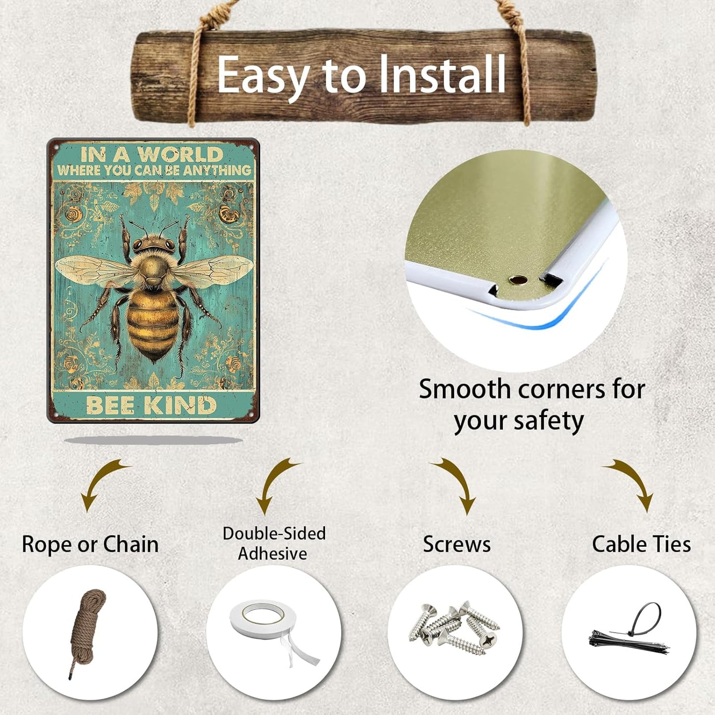 Vintage Metal Signs In A World Where You Can Be Anything Bee Kind Retro Iron Sign For Home Office Kitchen Bar Cafe Garden Farmhouse Wall Decor 12x16 Inch