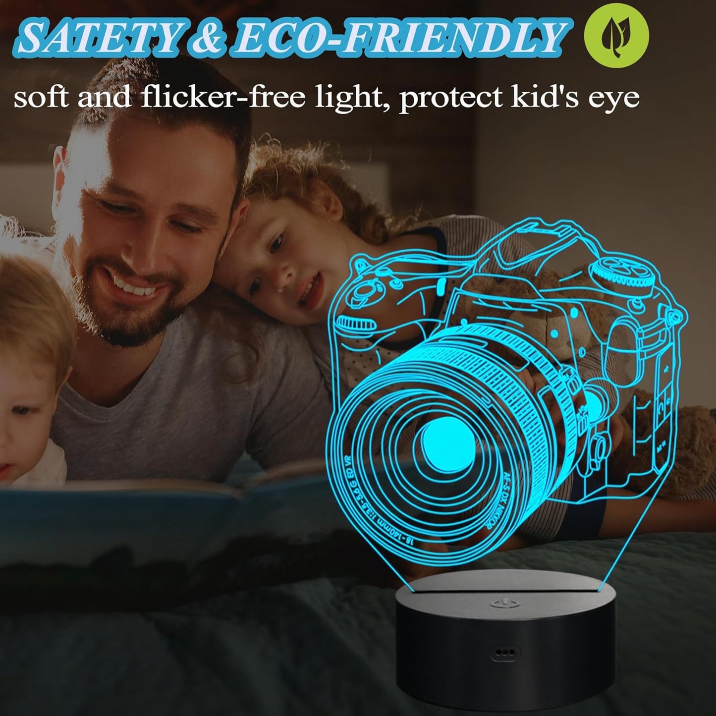 Photographer Gifts for Men, Camera 3D Night Light with Remote Control, 16 Colors Changing, Timer, Dimmable, RGB Flashing Mode, Photography Gifts Gifts for Men Women Christmas Decor