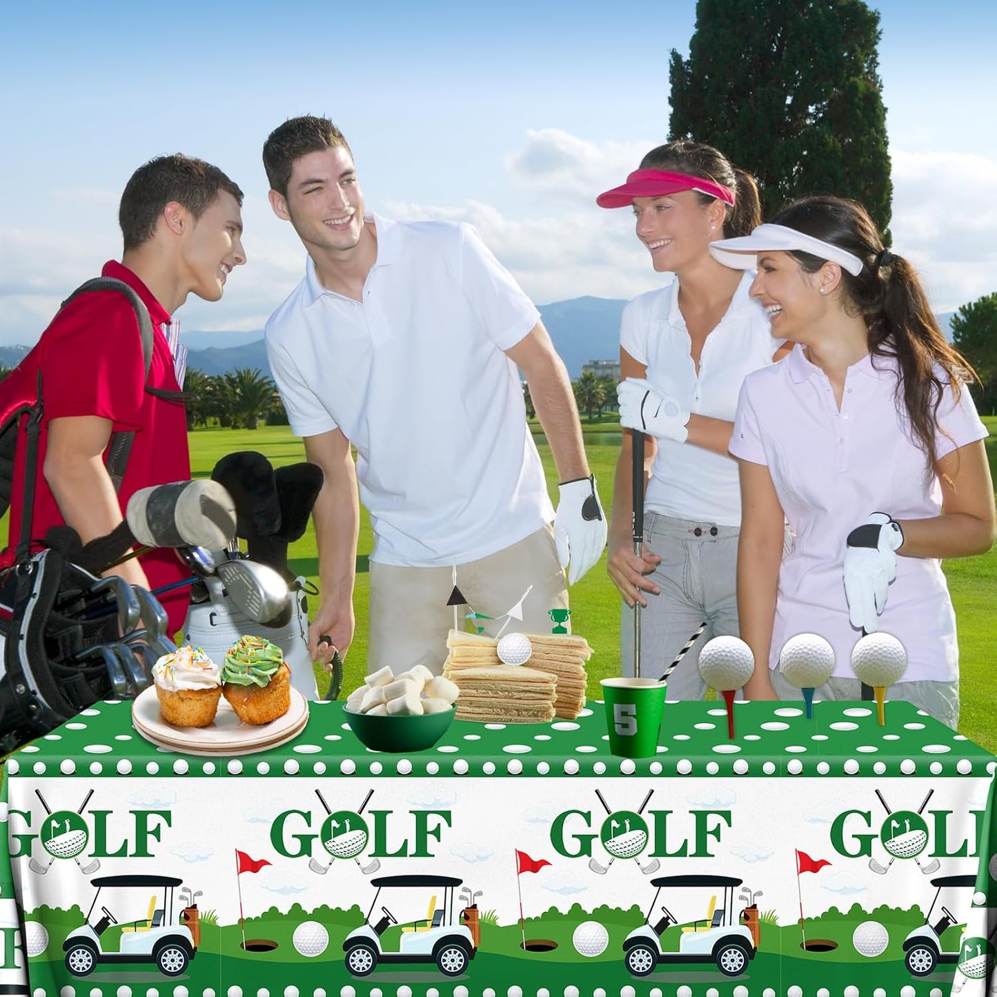 Golf Decorations Tablecloth,2pcs Golf Table Cloth Plastic Golf Party Decorations Table Cover for Sports Themed Golf Birthday Party Decorations,87 X 51 Inch
