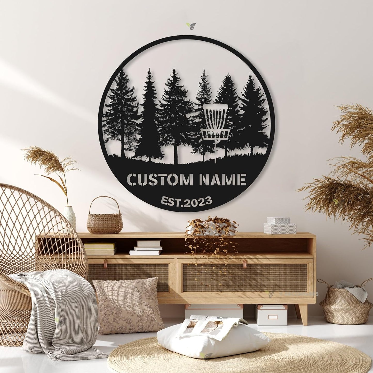 Custom LED Golf Bag Metal Sign – Personalized Golf Wall Light for Dad, 19th Hole Sign, Game Room Sports Decor, Sports Wall Light, Gift for Him, Remote Control Included Model-Disc05