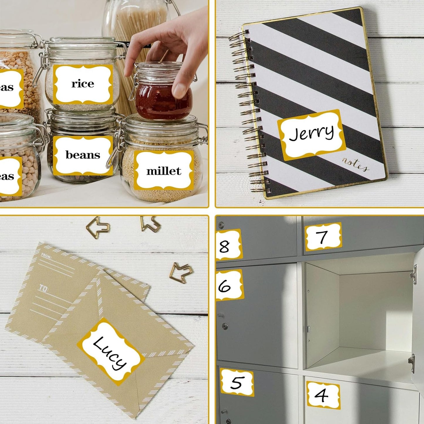 Gold Name Tags,2"x 3" Name Tag Stickers with Gold Border 200 Pcs Adhesive Name Tags Sticker Name Badges Labels for School, Office, Home, Party, Conferences, New Year