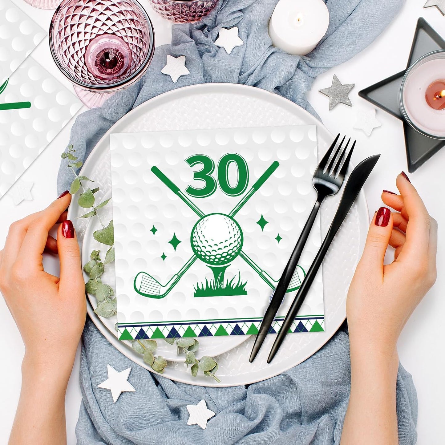 Golf 30th Birthday Party Napkins Decorations, Disposable Paper Golf Napkins Supplies Pack of 50, Sports Birthday Party Decor Size 6.5 Inch