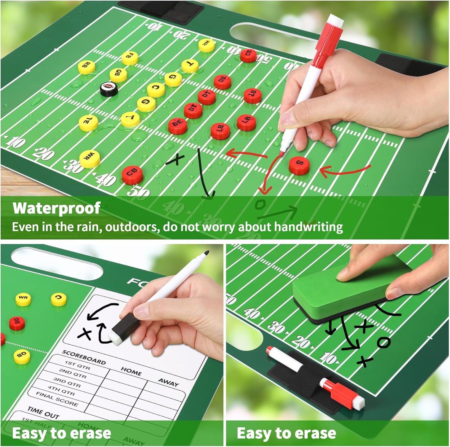 R2Depot Magnetic Coach Marker Boards, Dry Erase Double-Sided Coach Lineup Clipboard, Coaches Gift, Fit for Basketball, Football, Soccer, Baseball