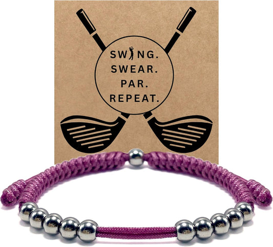 LAMIBEE Premium Golf Stainless Steel 10 Bead Score Counter Bracelet, Golf Stroke Count Bracelet, Resizable Easy Adjust Golf Round Scoring Tracker, Durable Stylish Golf Accessory