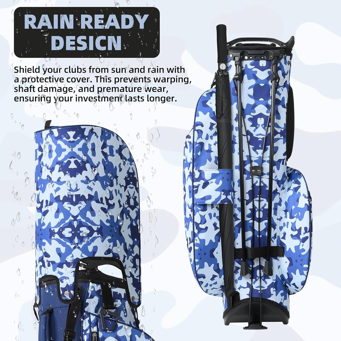 Mile High Life 14-Way Golf Stand Bag - Lightweight, Durable & Feature-Packed, with Multiple Pockets, Dual Strap and Rain Cover Hood, Premium Golf Bags for Men & Women