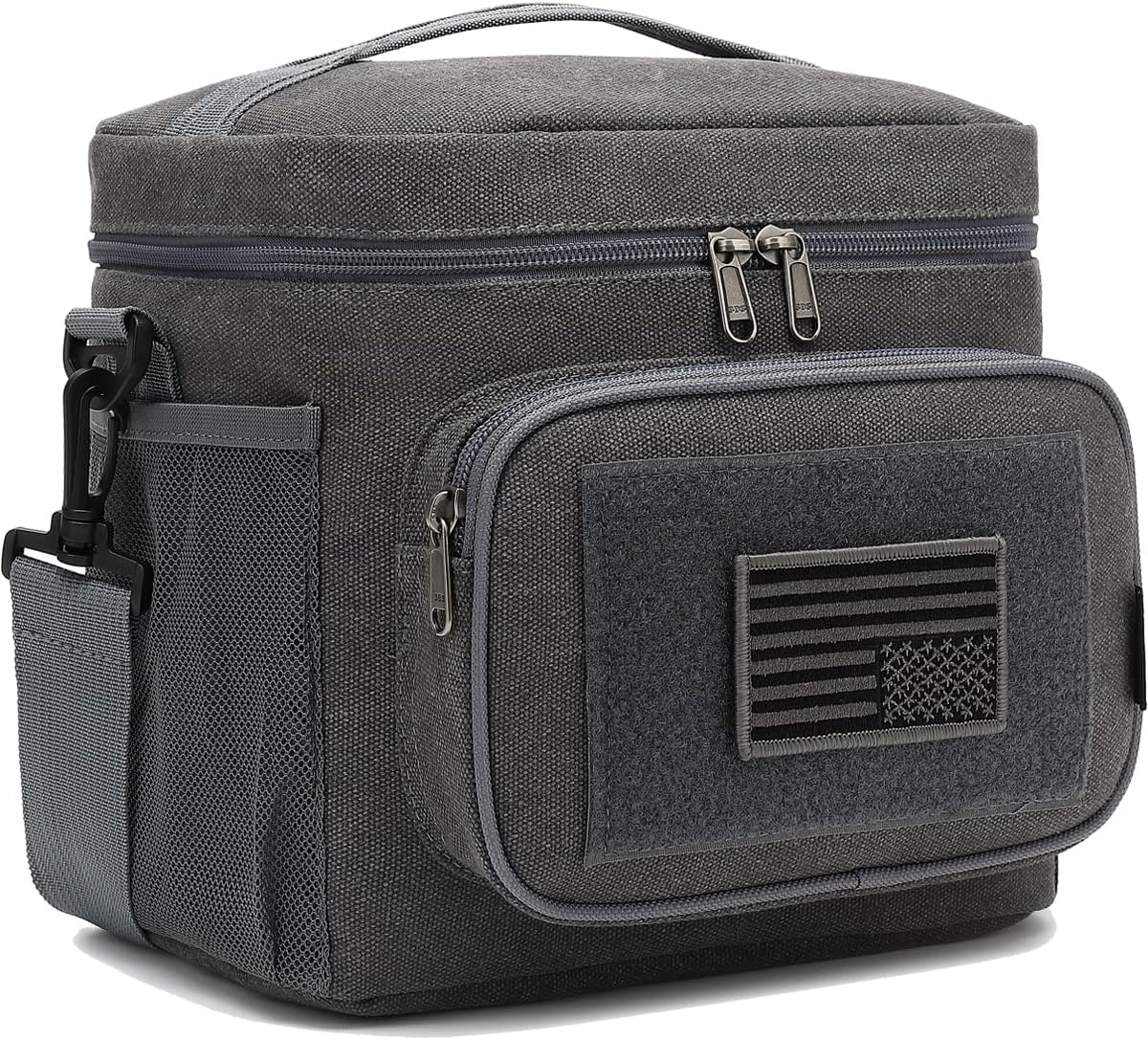 FlowFly Lunch Bag, Insulated Cooler, Thermal Lunch Box Tote with MOLLE/PALS Webbing, Adjustable Padded Shoulder Strap, for Tactical Men Women Adults and Boys Girls Kids (Navy, Medium)