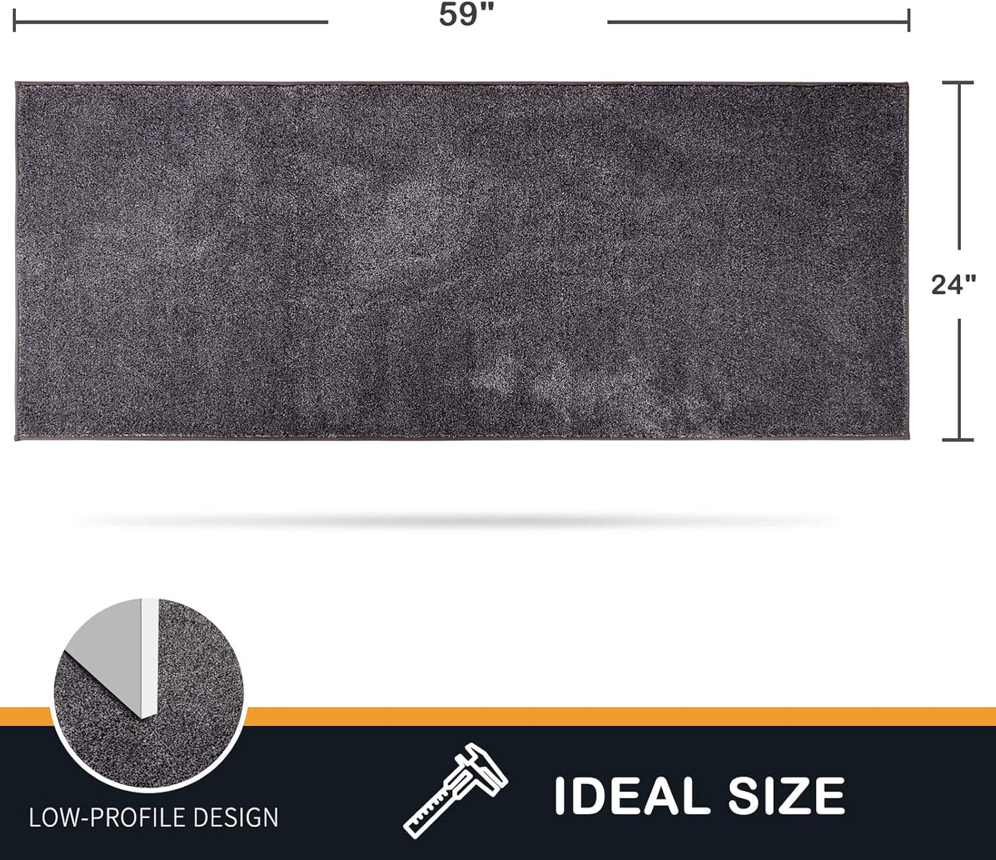 PURRUGS Dirt Trapping Door Mat 24" x 59", Non-Slip Machine Washable Entry Rug, Shoe Scraper, Dog Doormat, Super Absorbent Welcome Mat for Front & Back Door, Muddy Shoes & Paws, Light Grey-Dark Grey