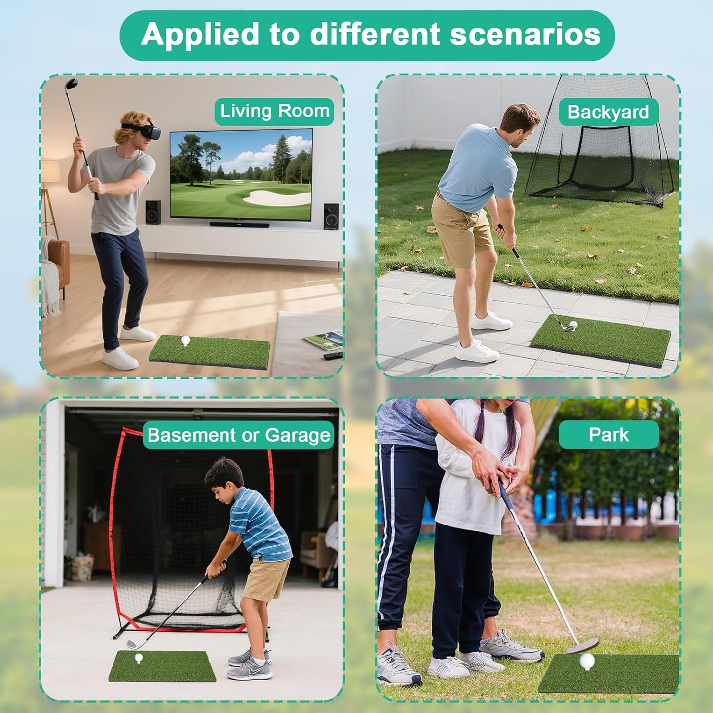 Golf Practice Mat Golf Hitting Mat Portable Training Matt Indoor Outdoor Chipping Putting Training Mats for Backyard Garage – Gift for Golfers, Beginners & Pros