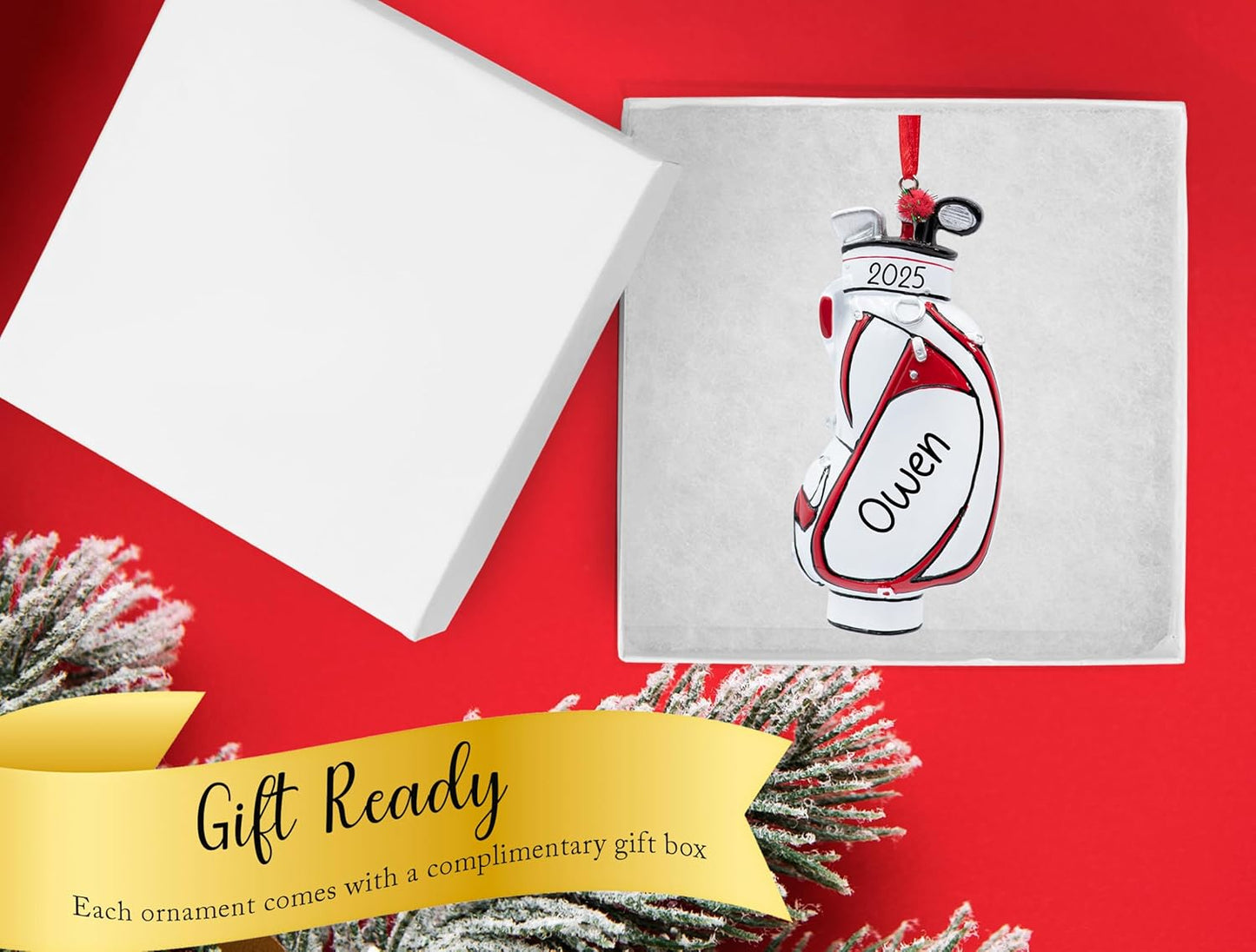 Personalized Golf Christmas Ornament 2025 - Free Customization | Golf Bag and Irons Decoration for Xmas Tree | Golfing Keepsake Gift for Golfer & Golf Player - Custom Name & Year