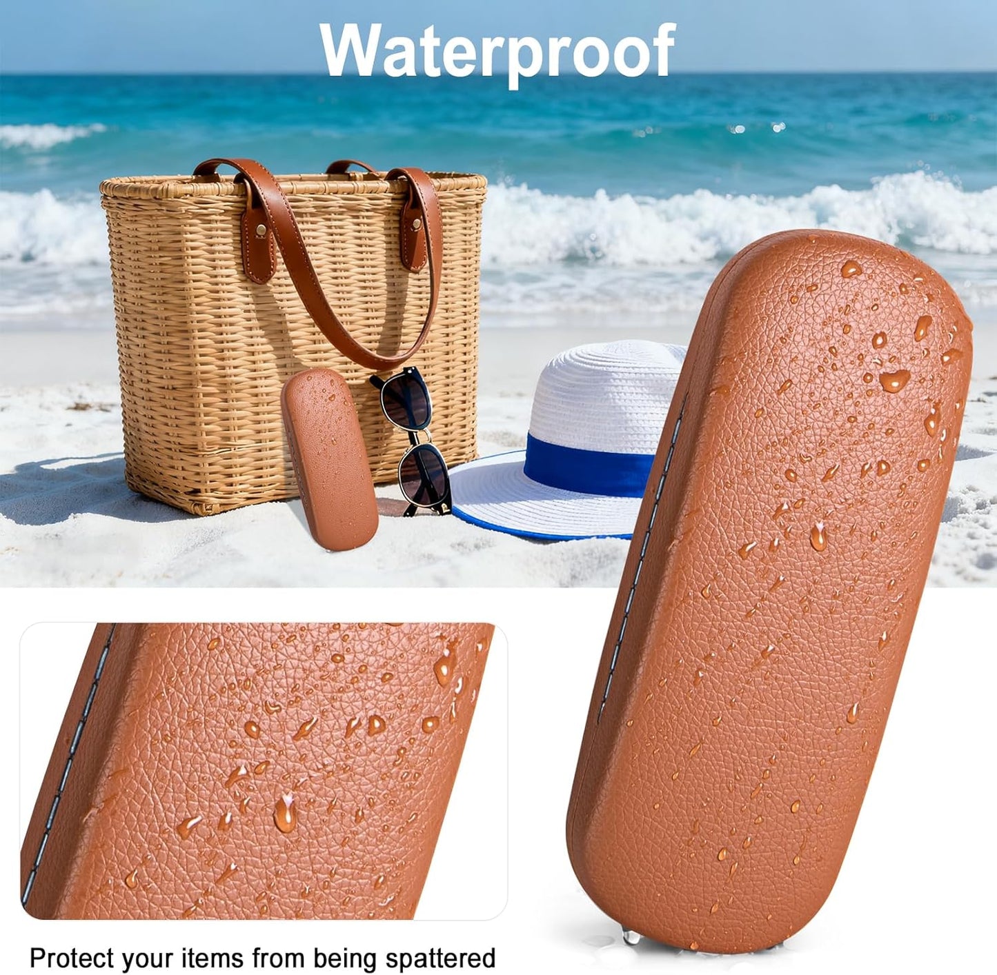 RayLove Glasses Case, Unisex Hard Shell Eyeglass Case, PU Leather Protective Hard Eye Glasses Cases with Eyewear Accessories