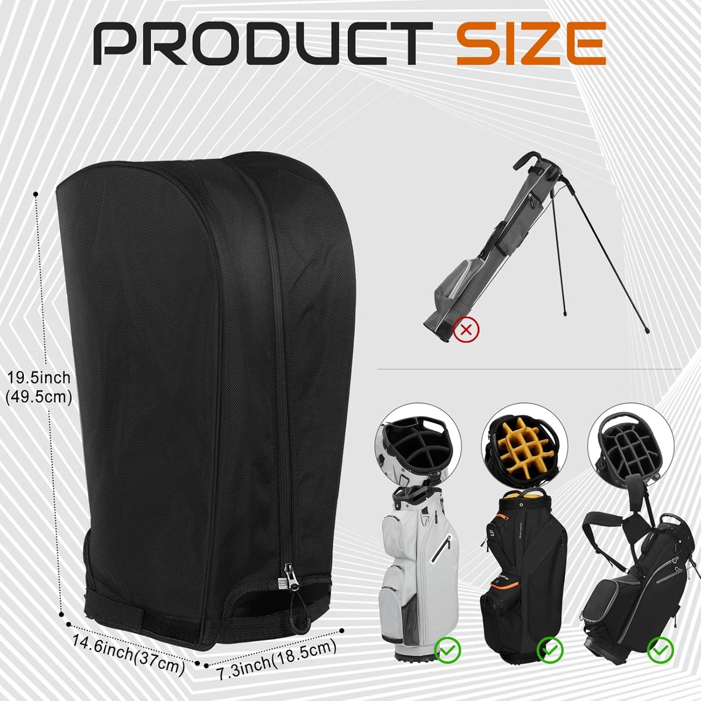 Golf Bag Rain Cover, Golf Club Protector, Waterproof Rain and Dust Covers, Easy Access Adjustable Golf Bag Rain Hood Cover,Garage Storage Canvas Rainproof