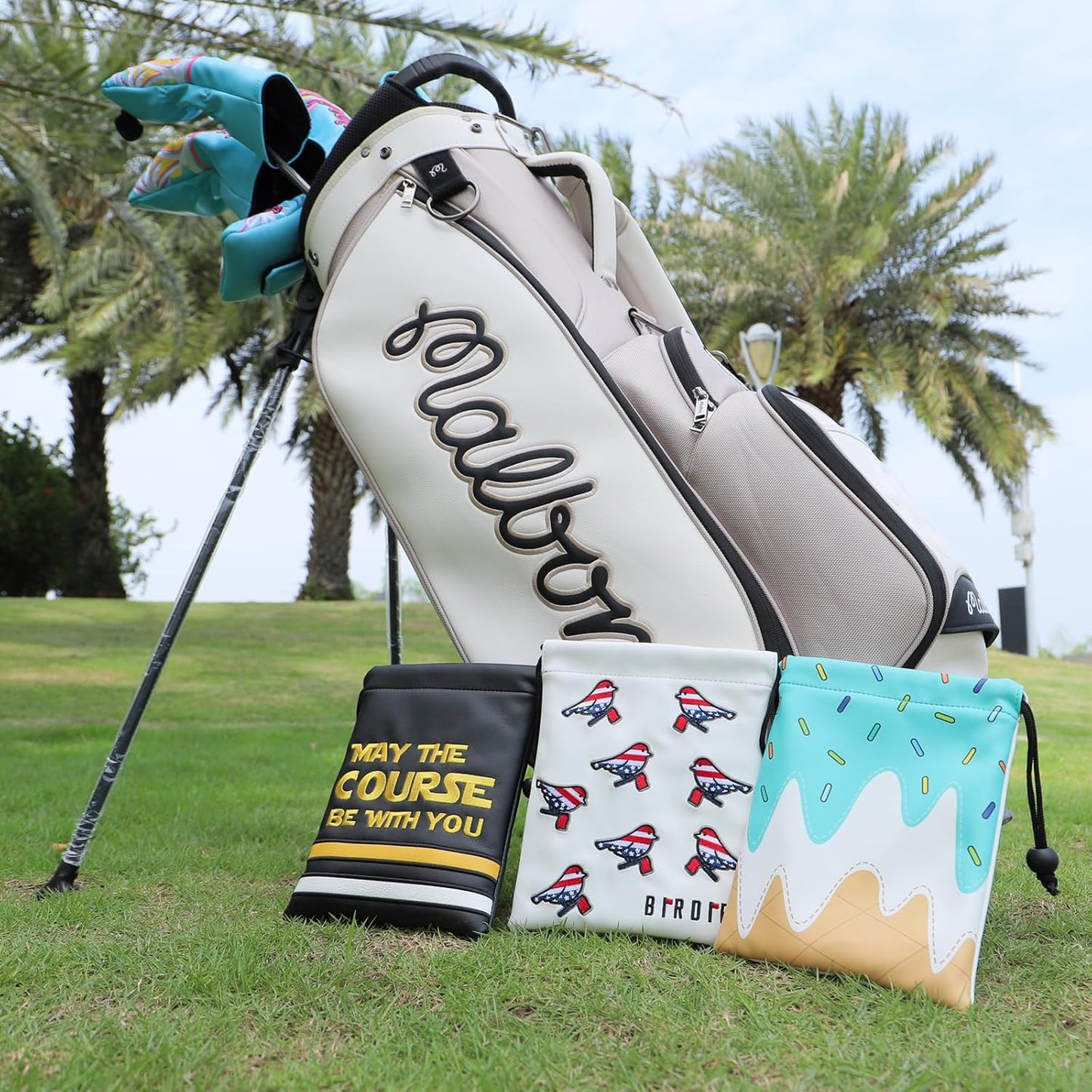 Golf Valuables Pouch, Leather Golf Tee Pouch with Drawstring Closure Golf Ball Tee Handbag Portable Golf Accessories