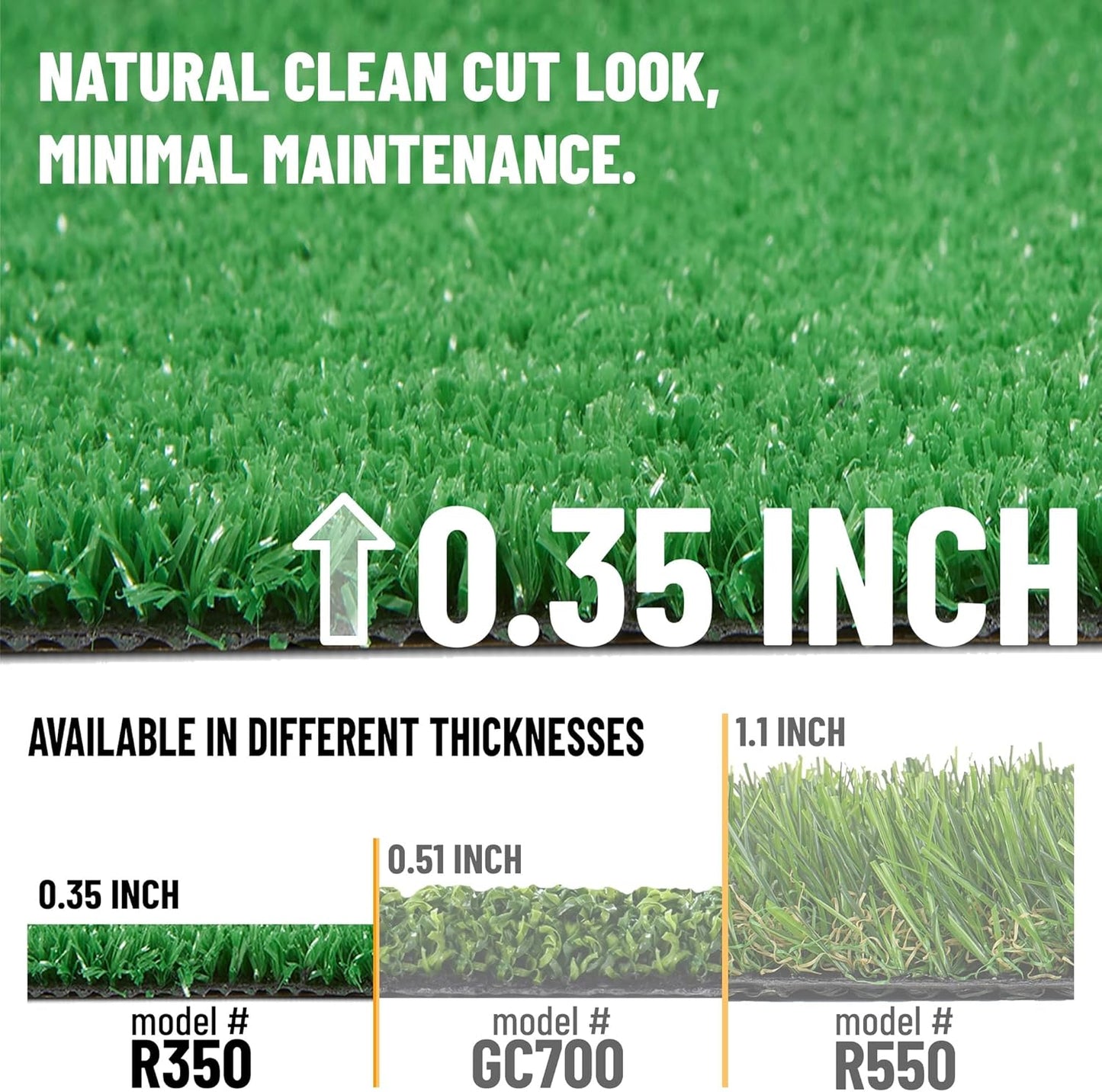 Ottomanson Artificial Grass Turf 6'6" x 16' Indoor Outdoor Faux Grass Rug with Drainage Holes, Customizable with Extra Long Size Options, Perfect for Patio Lawn Balcony Weddings Photoshoot Backdrop