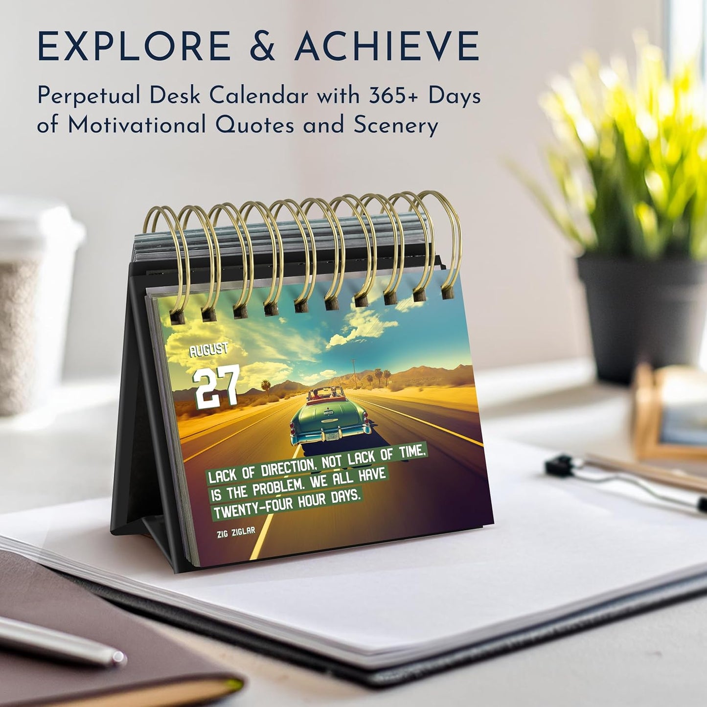 RYVE Motivational Calendar for Men – Daily Flip Calendar with 365+ Inspirational Quotes, Office Decor and Desk Accessories, Motivational and Inspirational Gifts for Men, Office Desk Gifts
