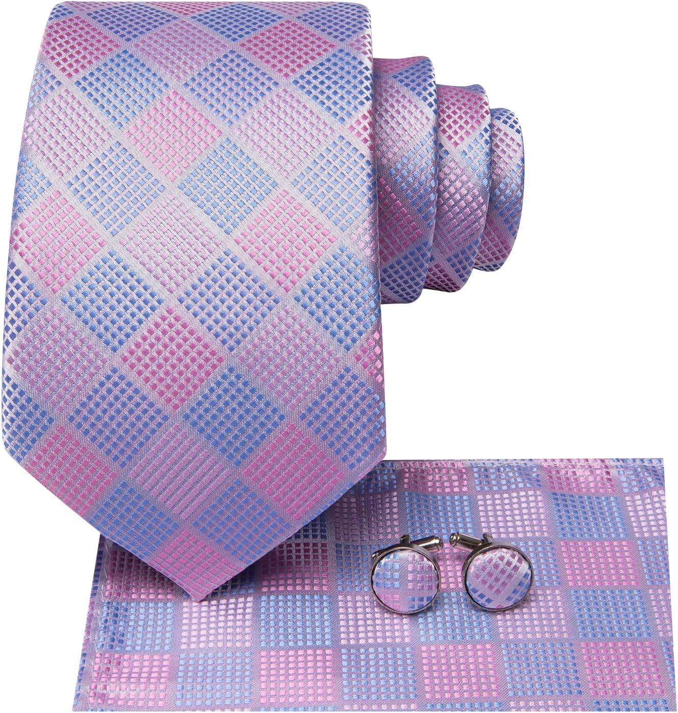 Dubulle Mens Paisley Striped Tie WOVEN Necktie for Men and Handkerchief Cufflinks Set Wedding Formal Business