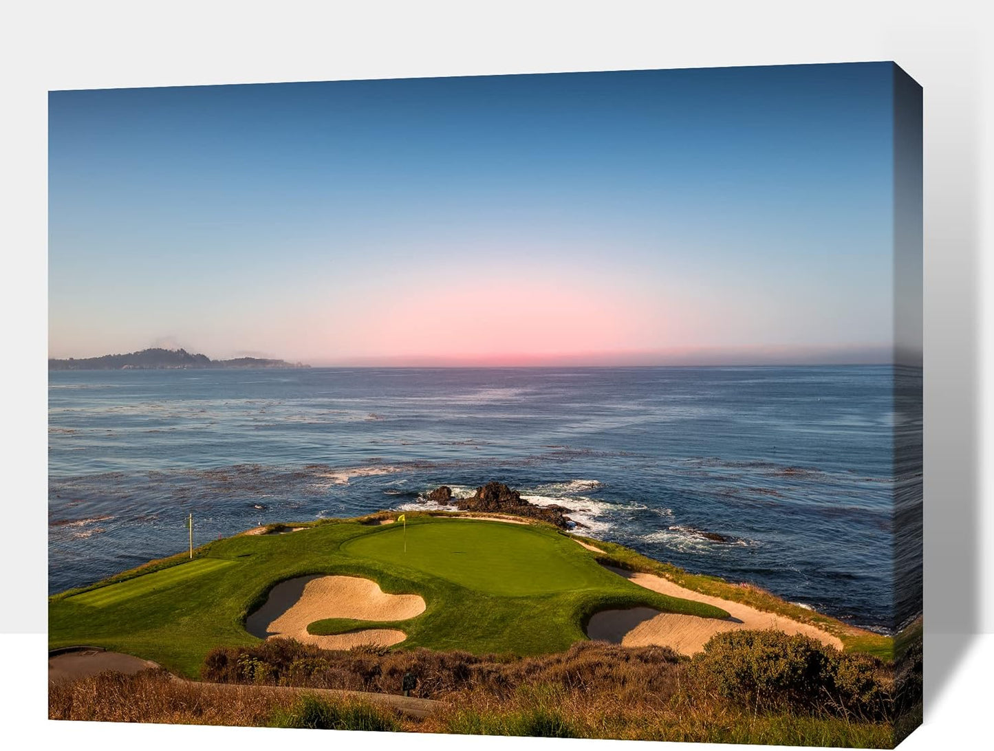 Golf Canvas Wall Art, Pebble Beach Golf Links Painting Prints for Living Room Wall Decor, Men's Sports Golf Course Poster Picture for Bedroom Decor, Framed Artwork for Office Home Decor 28x40 Inches