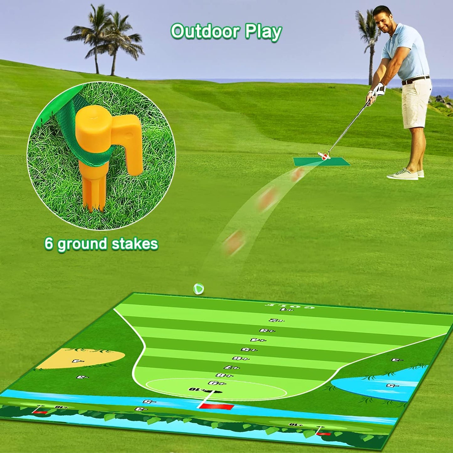 Dollox Golf Chipping Game Set with Hitting Mat – Indoor & Outdoor Practice Kit for Adults & Kids, Family Golf Game with 20 Sticky Balls (No Club)
