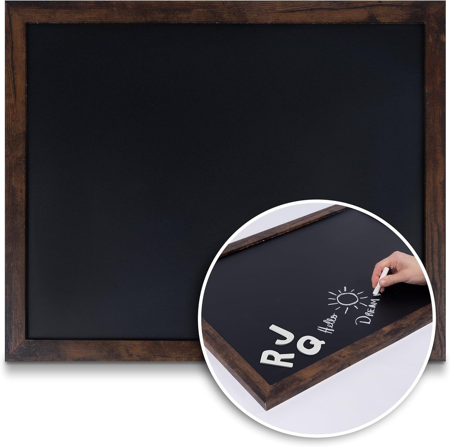 Loddie Doddie Chalkboard Calendar & Sign - 18 x 22 in. Rustic Wood Frame - Stain Resistant Surface & Magnetic Finish - Wall-Mount Chalk Board for Kitchen, Office & Kids