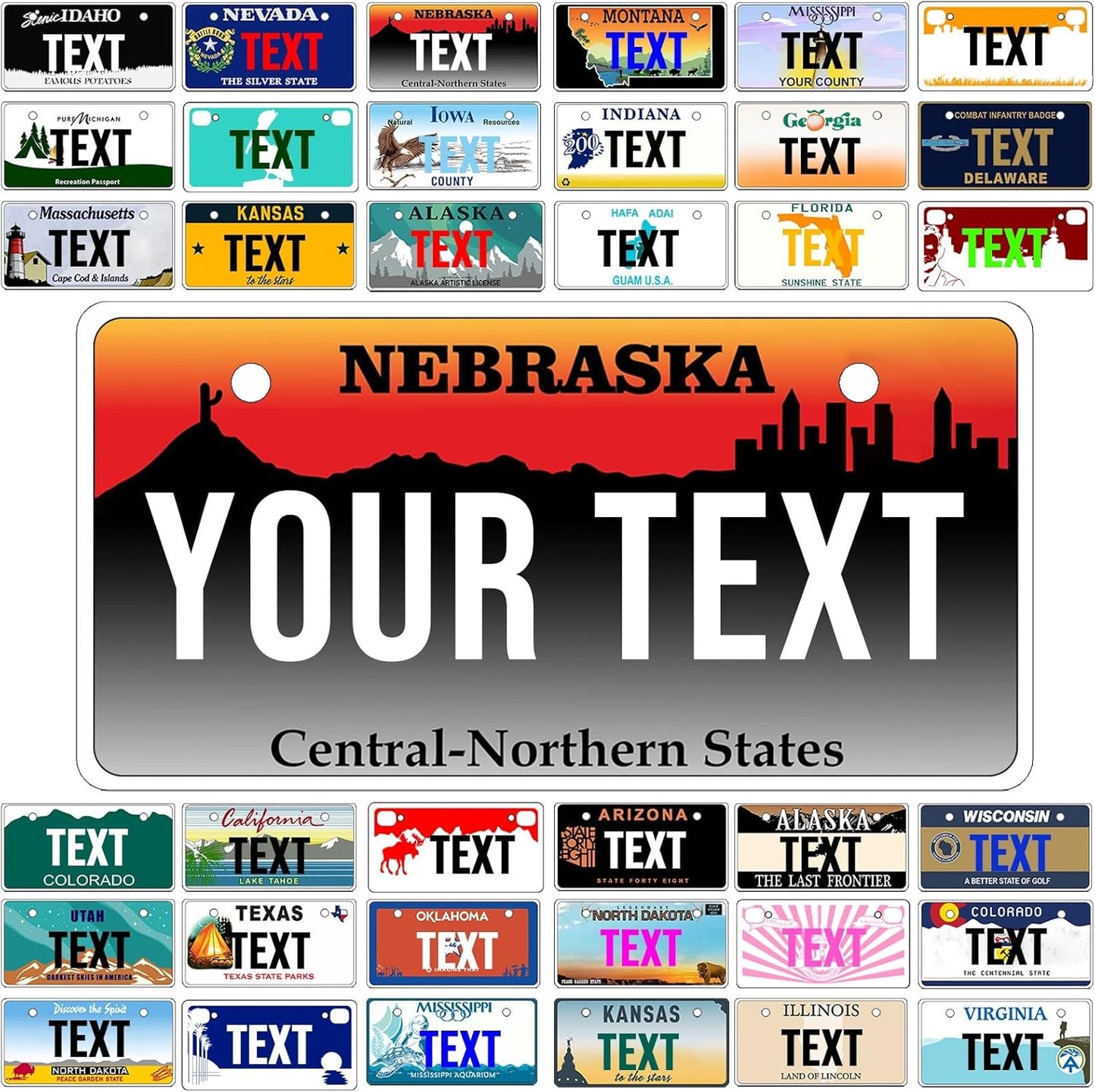 Custom Mini License Plate,Personalized Nebraska Bike License Plate - Select from All 50 States,3 Sizes - Customized Customizable State Car Tag Plates for Kids Bike, Bicycle,Toy Car,4x2 Inch