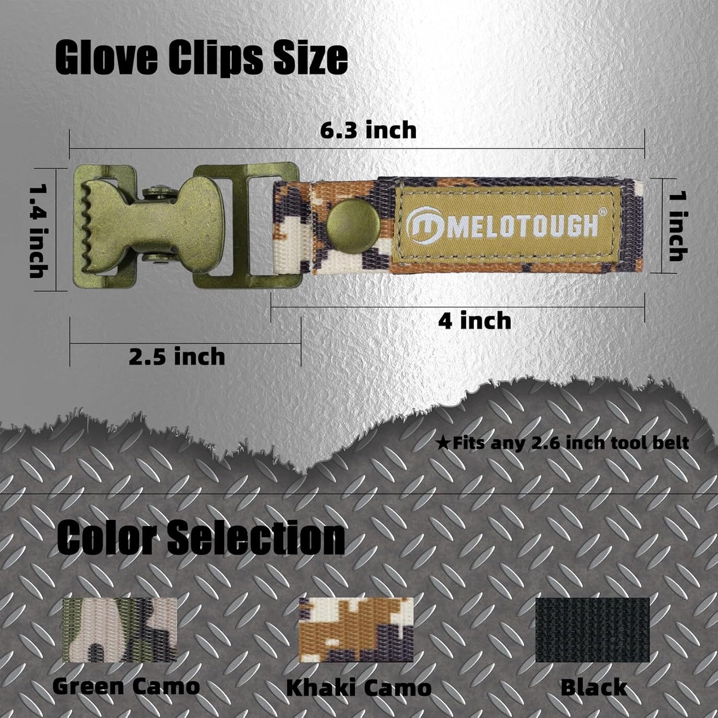 MELOTOUGH Glove Clip Tactical Glove Clips Work Glove Holders Strap with Alligator Clip for Tool Belt,Tool Bag,Tool Backpack