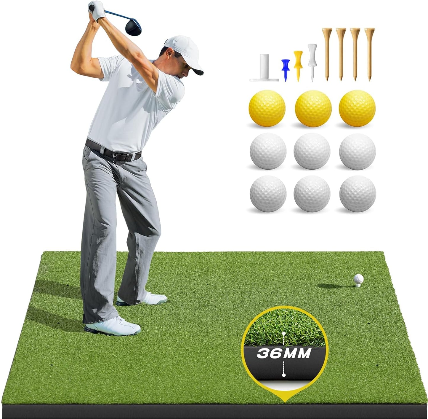 Bltend Golf Mat: 5x4ft & 5x5ft Heavy-Duty Golf Hitting Mats Practice Outdoor/Indoor, Elite Dense Artificial Turf Matt Training Aid for Backyard/Garage/Driving Range/Simulators