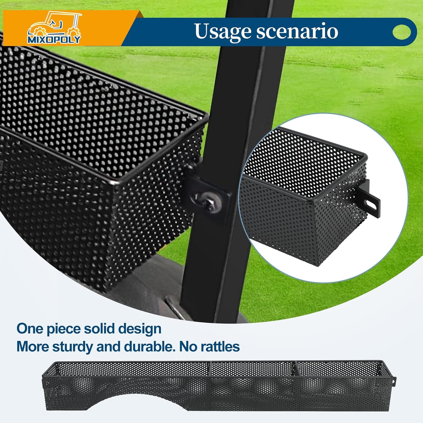 Golf Cart Front Inner Basket Dash Storage Tray Organizer for EZGO RXV 2008-up with One Piece Solid Design, More Sturdy and No Rattles